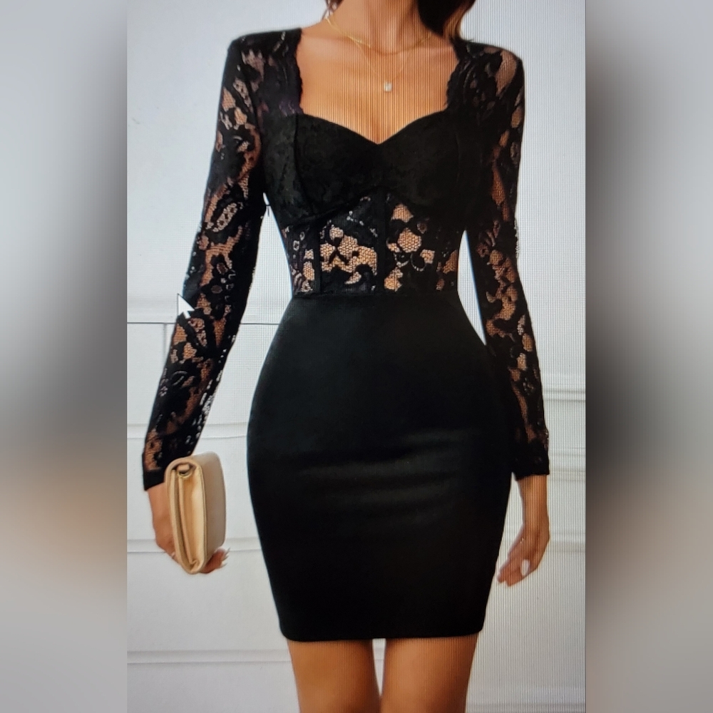 Elegant Black Lace Bodycon Dress